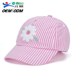 Gorra de Béisbol Infantil Personalizada de 5 Paneles, de Algodón con Rayas Rosas Bordadas, Gorra Deportiva de Verano con Protección Solar para Niñas - Product Image 1