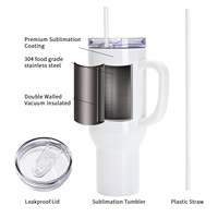 Tasse de voyage à café personnalisée de 40oz en acier inoxydable avec poignée imprimable résistante à la chaleur
