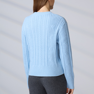 OEM ODM <b>Pullover</b> Knitwear Cable Long Sleeve Crew Neck Women's Sweaters with Embroidery Logo - Product Image 5