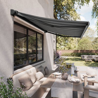 Auvent rétractable complet motorisé avec télécommande, résistant aux intempéries, en aluminium, pour patio, terrasse, jardin, ombrage