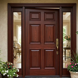 Puerta de Madera de Caoba de Alta Calidad, Puerta Interior y Exterior Clásica, Acabado Liso, Tamaño Personalizado, Diseño de Marco Resistente y Duradero - Product Image 1