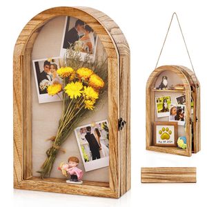 Cornice per foto <span class=keywords><strong>Vintage</strong></span> in legno grande scatola per ombre a muro di colore bruciato per esposizione domestica souvenir foto fiori secchi scatole Commemorative - Product Image 1