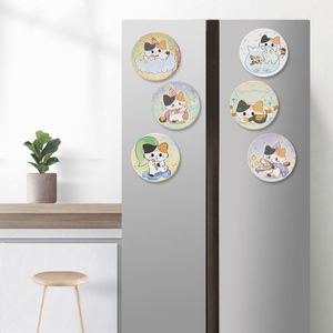 Imán de Cerámica Redondo con Diseño de Gatito de Dibujos Animados, Impresión UV Personalizada, Imán de Cerámica en Blanco para Sublimación - Product Image 3