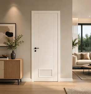 Porte <span class=keywords><strong>de</strong></span> chambre anti-déformation respirante en PVC thermoformé avec panneau à persiennes intégré <span class=keywords><strong>pour</strong></span> maison - Product Image 1