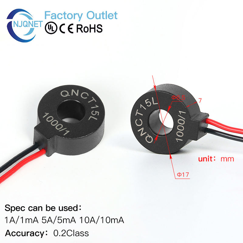 Ring Type CT Current Transformer QNCT16L 10A 10mA 20A 10mA 50A 25mA 2000 1 Ac Toroidal Current Sensor Transducer Factory Price