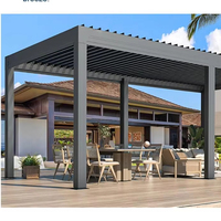 Moderne Motorisierte Bioklimatische Lamellendach-Pergola aus Aluminium Wasserdichter Luxuriöser Umweltfreundlicher Nachhaltiger Outdoor-Pavillon mit LED-Beleuchtung