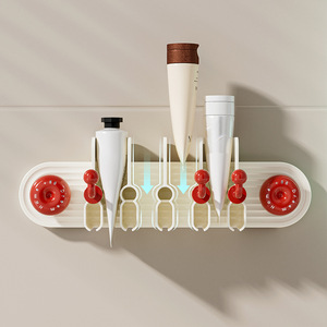 Wall Mounted Bathroom Storage Rack With Toothpaste Holder For Personal Care Products Red Milky White - Product Image 4