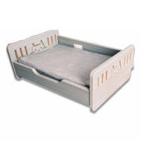 Ensemble de lit carré pour animaux de compagnie en bois massif, canapé-lit personnalisé avec tapis pour chiens et chats