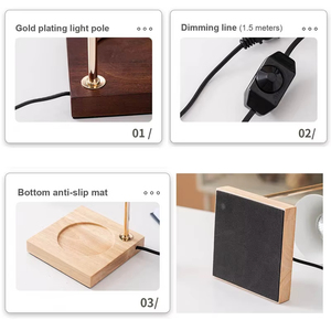 Lámpara de mesa con calentador de velas, luz regulable, base de madera, luces para derretir cera, para decoración del hogar, dormitorio, adornos de mesa - Product Image 6