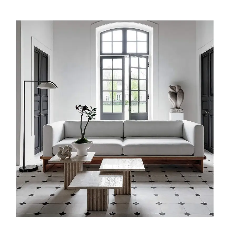 Vendita calda di fabbrica divano in lana soggiorno divano in pelle set di mobili per interni a singola nuvola divano in legno