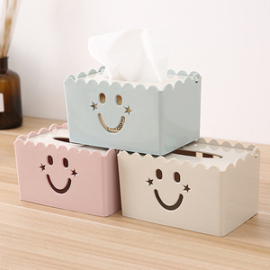 Boîte à mouchoirs avec motif visage souriant, en plastique, style mignon, pour salon, usage polyvalent - Product Image 1