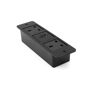 Baiyou power supply 2way outlet strips British for furniture table top with 5V2.1A USB port safety