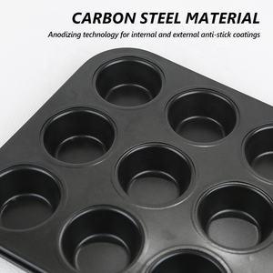 Kualitas berkilau 2 spesifikasi. Loyang memanggang kue baja karbon, 6.7/ 4.5cm Slot panci cetakan baja karbon anti lengket 12 cangkir nampan Cupcake panci Muffin - Product Image 3