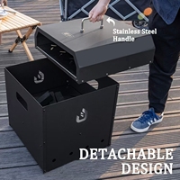 Four à pizza d'extérieur portable de 16 pouces Four à fer multifonctionnel 4 en 1 avec 2 couches détachables, compatible avec le bois et le carburant.