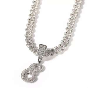 По желанию заказчика полный со стразами с большими буквами кулон медь Циркон 26 Начальная буква ожерелье 14k позолоченные женские ювелирные изделия - Product Image 5