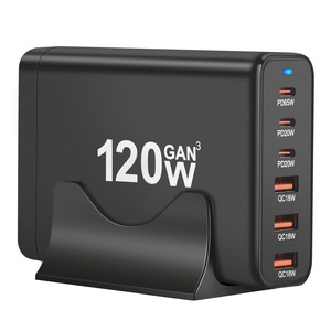 <span class=keywords><strong>Cargador</strong></span> de escritorio multifunción de 120W 3A3C con nitruro de galio y PD, con 6 puertos para carga directa de escritorio para <span class=keywords><strong>iPhone</strong></span> y Samsung - Product Image 1