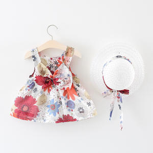 Vêtements de boutique pour enfants en gros, jolie robe courte à fleurs pour bébé fille, été - Product Image 1