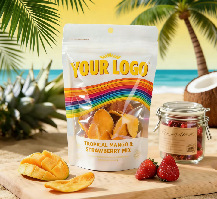 Custom Printed Logo Recyclable Stand up Pouch Banana Chips Cookie Snacks Dried Fruits Packaging Bags Packaging Manufacturer