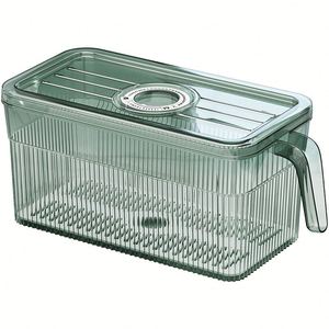Refrigerator Storage Fresh-Keeping Box Household Draining Food Sealed Container With Handle Stackable Storage <b>Bin</b> - Product Image 6