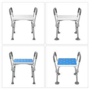 Zs <b>Bathroom</b> Shower <b>Stool</b> Aluminum Alloy Height Adjustable With Armrests For Elderly Bathing Aid - Product Image 3