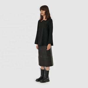 <span class=keywords><strong>Jupe</strong></span> <span class=keywords><strong>longue</strong></span> en faux <span class=keywords><strong>cuir</strong></span> droite noire simple de bureau de quantité minimale de commande basse pour les femmes - Product Image 4