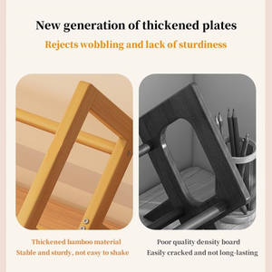 Estantería clásica de bambú sólido organizador de estante de escritorio Mini estantería de madera inclinable estantería para oficina en casa - Product Image 5