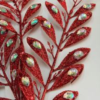 Branches de feuilles d'olivier scintillantes, poudre or et argent, fleurs artificielles pour couronnes de Noël, décorations d'arbre, de maison et de centre commercial, taille personnalisée