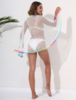 Vrouwen Pareo Kwastje Puur Mesh Strand Sarong Pareos De Playa Badpak Bedekken