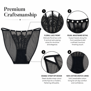 Nouvelle Collection 2026 – <span class=keywords><strong>Culotte</strong></span> Femme Sexy en Dentelle Tricotée, Taille Mi-Haute, Bretelles Croisées, Double Ceinture, Dentelle Florale et Perles, Design Élégant - Product Image 4