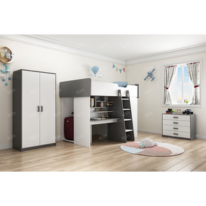 Q & N Ensemble <span class=keywords><strong>de</strong></span> lits jumeaux superposés modernes Meubles en bois massif <span class=keywords><strong>de</strong></span> haute qualité pour chambre d'enfant Armoire peu encombrante pour l'école - Product Image 5