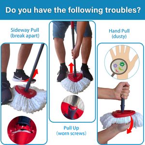 Para Viledas 360 <span class=keywords><strong>Easy</strong></span> <span class=keywords><strong>Wring</strong></span> Microfibre Spin Mop Head 360 Spin Mop Power Refill USA/Euro Roscado 4 Sección Escoba Mango - Product Image 4