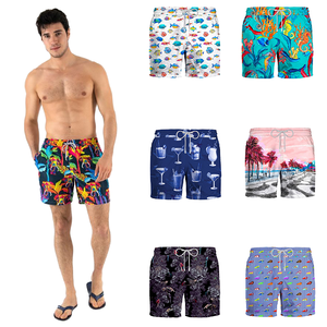 Shorts de bain style vintage en Spandex et Polyester avec cordon de serrage, confortables et à séchage rapide, personnalisables OEM/ODM - Product Image 1