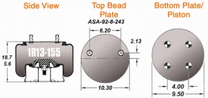 Nouveau modèle de ressort pneumatique de remorque de camion de suspension de Freightliner 1R13-155 - Product Image 2