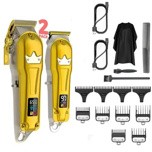 2000 MAH battery rechargeable cordless hair cutting machine metal body hair clippers trimmers set with hook up