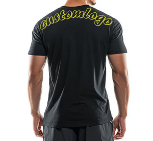 Maglietta da uomo <span class=keywords><strong>di</strong></span> alta <span class=keywords><strong>qualità</strong></span> Slim Fit a collo bianco t-shirt sportiva da ginnastica da corsa t-shirt con Logo personalizzato serigrafia DTG t-shirt - Product Image 4