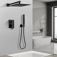 Ensemble de douche mural effet pluie avec système cascade pour salle de bain, robinetterie de douche encastrée