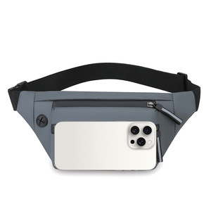 Men's Waist Bag Multi Layer Large Capacity Water Repellent Chest Bag For Business Travel Solid Color Grey Dark Blue Brown Black - Product Image 2