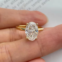 Bague solitaire en diamant de laboratoire taille ovale en or massif 18 carats pour femme, idéale pour fiançailles, mariage et anniversaire - Vente en gros