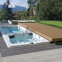Spa de nage carré autoportant en acrylique moderne avec contrôle Balboa et hydromassage pour usage extérieur en hôtels et villas 4-15M