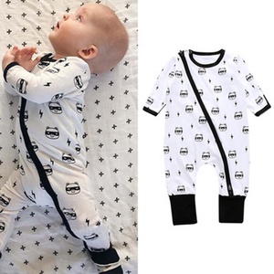 Prix usine automne unisexe infantile impression fermeture éclair à manches longues grenouillère coton bébé pyjama ensemble - Product Image 6