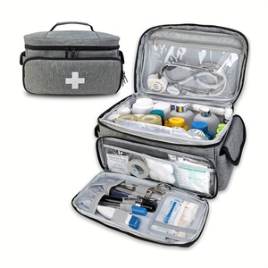 Büyük Kapasiteli Taşınabilir Boş Profesyonel Tıbbi Çanta Fermuarlı Sağlık İlk Yardım Çantası Ev İçin Taşıma Çantası Açık Hava İçin - Product Image 3