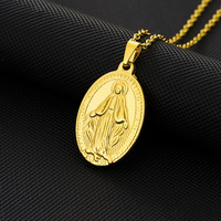 Offre Spéciale rétro acier inoxydable 18k plaqué or collier Maria pendentif collier hommes femmes mode bijoux Couple chandail chaîne