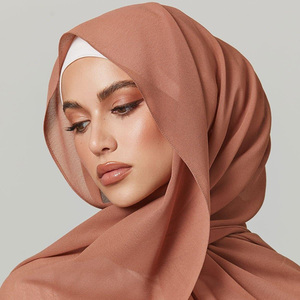 Vente en gros 100% polyester mousseline de soie hijab écharpe couleur et taille personnalisées séchage rapide pour la vie quotidienne et département musulman - Product Image 1