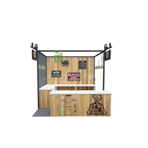 Breve de madera, exhibición de comida de madera personalizada, quiosco de comida rápida para interiores, cabina de Bar personalizada gratis, escaparate de gofres de sushi crepé
