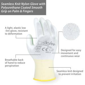 SKYEE barato blanco PU recubierto Nylon Liner antideslizante dedo fino guantes de protección de pantalla táctil para mujeres actividades al aire libre - Product Image 2