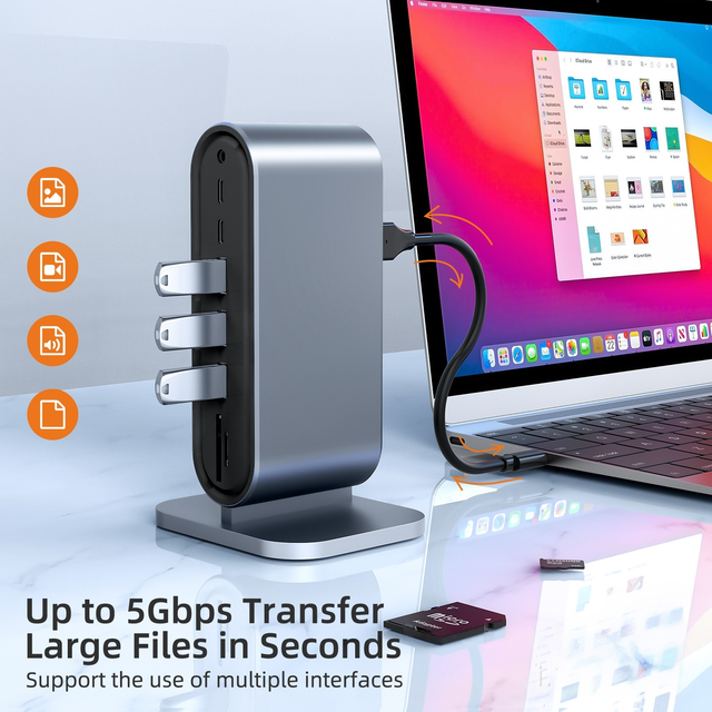 Cross-border Hub Expansion Converter 12in1 Docking Station Thunderbolt 3 4K60Hz Dual-screen Factory Stock OEM Customization