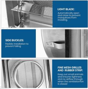 Grille de ventilation moderne en acier inoxydable Zllzpzd 150 mm avec moustiquaire verrouillable et <span class=keywords><strong>clapet</strong></span> anti-retour <span class=keywords><strong>pour</strong></span> montage mural <span class=keywords><strong>extérieur</strong></span> - Product Image 4