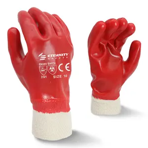 ENTE SAFETY Thickened Cold Weather PVC Warm Lining Anti Chemical Liquid Resistant PVC Coated Gloves Gauntlet
