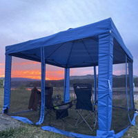 Tente instantanée 10x10 avec parois latérales en maille, auvent portable pour la protection contre les insectes, camping et pique-niques en plein air