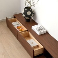 Table basse console TV 2025 tout-en-un, unité murale mince pour les maisons compactes modernes, style minimaliste et rangement intelligent